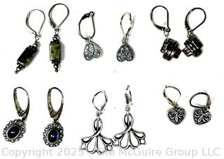 Six (6) Pairs of Silver Dangle Earrings