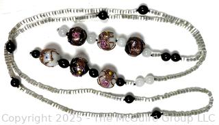 Lariat Style Necklace with Lampwork Czech Glass Beads