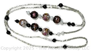 Lariat Style Necklace with Lampwork Czech Glass Beads