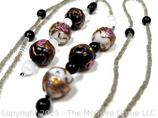 Lariat Style Necklace with Lampwork Czech Glass Beads
