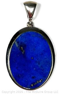 Sterling Silver with Lapis Lazuli Center Pendant.