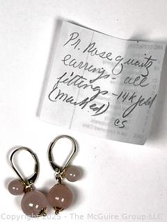 Rose Quartz Bead Earrings on 14KT Gold Fittings