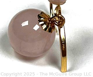 Rose Quartz Bead Earrings on 14KT Gold Fittings