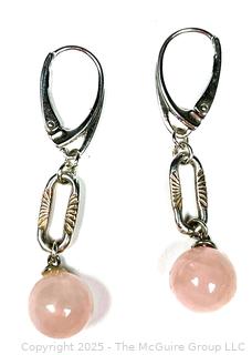 Rose Quartz Bead Earrings on Sterling Silver Fittings