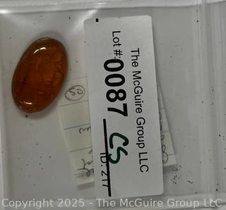 Intaglio Carved Amber with Portrait of Aztec Warrior 