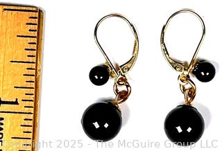 Pair of Onyx Bead Earrings with 14KT Gold Findings
