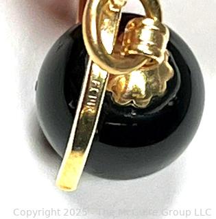 Pair of Onyx Bead Earrings with 14KT Gold Findings