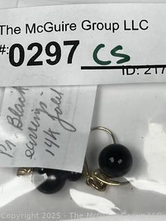 Pair of Onyx Bead Earrings with 14KT Gold Findings
