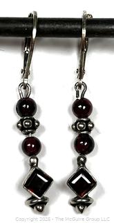 Pair of Garnet and Sterling Bead Earrings
