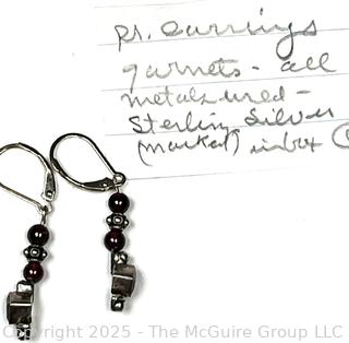 Pair of Garnet and Sterling Bead Earrings