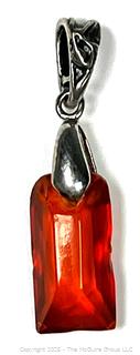 Hand Carved Amber Stone Pendant on Silver Bale. 