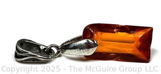 Hand Carved Amber Stone Pendant on Silver Bale. 