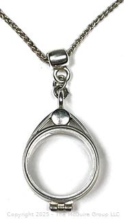 Double Sided Magnetic Sterling Silver Pendant on Chain Necklace.  18"