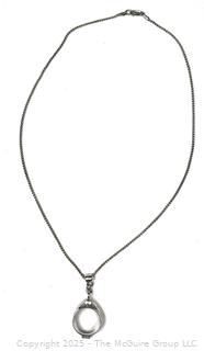 Double Sided Magnetic Sterling Silver Pendant on Chain Necklace.  18"