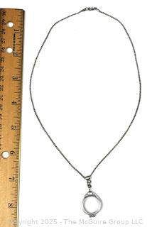 Double Sided Magnetic Sterling Silver Pendant on Chain Necklace.  18"