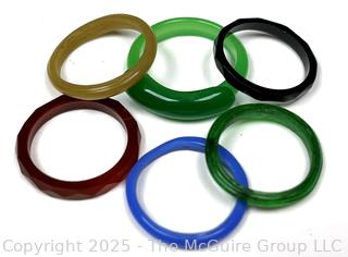 Group of Glass & Stone Carved Rings