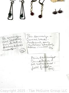 Four (4) Pairs of Earrings and Stone Ring

