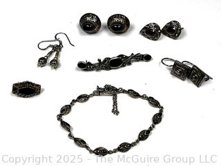 Group of Sterling Silver with Onyx Jewelry