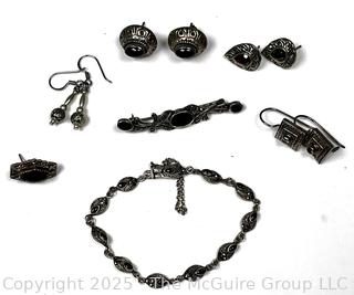Group of Sterling Silver with Onyx Jewelry