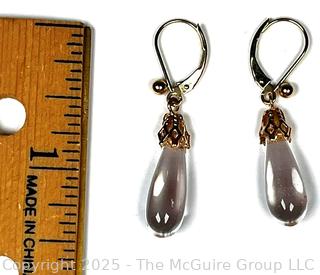 Polished Rock Crystal Drop Bead Earrings in 14KT Findings
