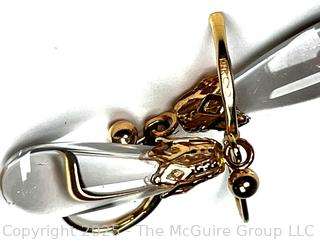 Polished Rock Crystal Drop Bead Earrings in 14KT Findings