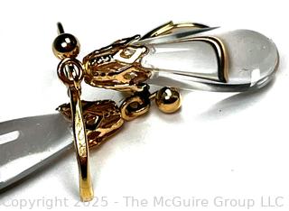 Polished Rock Crystal Drop Bead Earrings in 14KT Findings