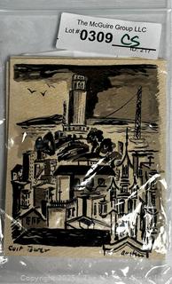 Four (4) Unframed Wood Block Prints of San Francisco Signed by Artist Austin