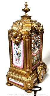 19th Century Phillipe H. Mourey Gilt Bronze and Porcelain French Sevres Mantel Clock