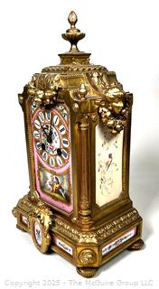 19th Century Phillipe H. Mourey Gilt Bronze and Porcelain French Sevres Mantel Clock