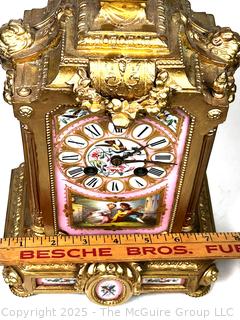 19th Century Phillipe H. Mourey Gilt Bronze and Porcelain French Sevres Mantel Clock