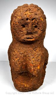 Carved Heavy Porous Stone Female Funerary Burial Statue from the Bongo People, South Sudan. 13" tall, 25 pounds.
