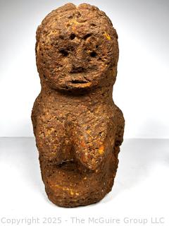 Carved Heavy Porous Stone Female Funerary Burial Statue from the Bongo People, South Sudan. 13" tall, 25 pounds.
