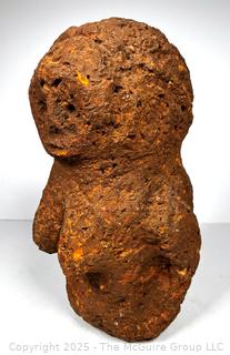 Carved Heavy Porous Stone Female Funerary Burial Statue from the Bongo People, South Sudan. 13" tall, 25 pounds.