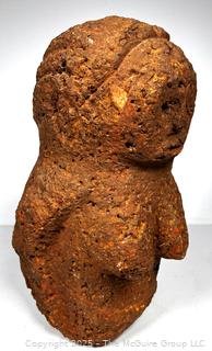 Carved Heavy Porous Stone Female Funerary Burial Statue from the Bongo People, South Sudan. 13" tall, 25 pounds.