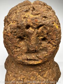 Carved Heavy Porous Stone Female Funerary Burial Statue from the Bongo People, South Sudan. 13" tall, 25 pounds.