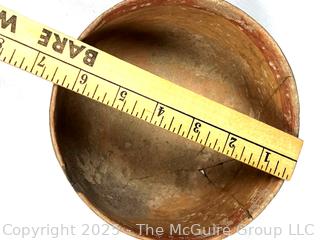 Pre-Columbian Mesoamerican Clay Incised and Painted with Interlocking Geometric Bands Bowl.  Repaired.
