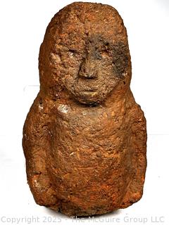 Carved Heavy Porous Stone Male Funerary Burial Statue from the Bongo People, South Sudan. 14", 35 lbs