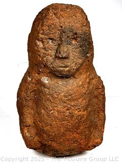 Carved Heavy Porous Stone Male Funerary Burial Statue from the Bongo People, South Sudan. 14", 35 lbs