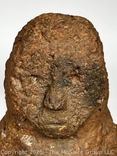 Carved Heavy Porous Stone Male Funerary Burial Statue from the Bongo People, South Sudan. 14", 35 lbs