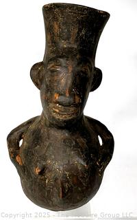 Ceremonial Terra Cotta Wine Vessel from the Mangbetu People, Congo, Central Africa.