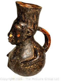 Ceremonial Terra Cotta Wine Vessel from the Mangbetu People, Congo, Central Africa.
