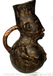Ceremonial Terra Cotta Wine Vessel from the Mangbetu People, Congo, Central Africa.