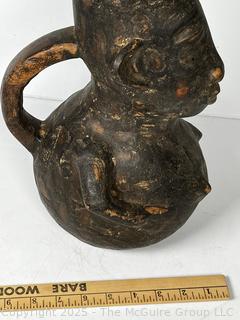 Ceremonial Terra Cotta Wine Vessel from the Mangbetu People, Congo, Central Africa.
