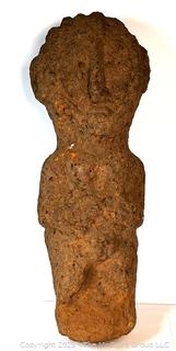 Carved Heavy Porous Stone Male with Beard Funerary Burial Statue from the Bongo People, South Sudan. 23" Long, 45 pounds.