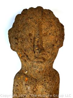 Carved Heavy Porous Stone Male with Beard Funerary Burial Statue from the Bongo People, South Sudan. 23" Long, 45 pounds.