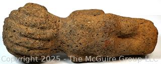 Carved Heavy Porous Stone Male with Beard Funerary Burial Statue from the Bongo People, South Sudan. 23" Long, 45 pounds.