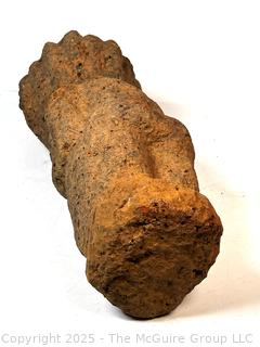 Carved Heavy Porous Stone Male with Beard Funerary Burial Statue from the Bongo People, South Sudan. 23" Long, 45 pounds.