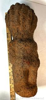 Carved Heavy Porous Stone Male with Beard Funerary Burial Statue from the Bongo People, South Sudan. 23" Long, 45 pounds.