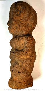 Carved Heavy Porous Stone Male with Beard Funerary Burial Statue from the Bongo People, South Sudan. 23" Long, 45 pounds.