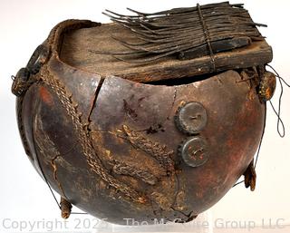 Carved African Mbira Thumb Piano with Cracks. See All Photos